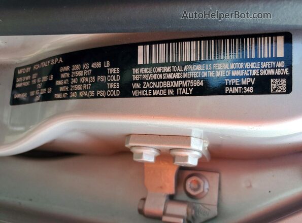 ZACNJDBBXMPM75984 2021 JEEP RENEGADE Silver VIN կոդի պիտակի տեսք