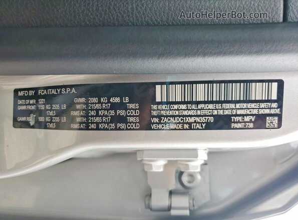 ZACNJDC1XMPN35770 2021 JEEP RENEGADE Серебряный Вид наклейки с VIN-кодом