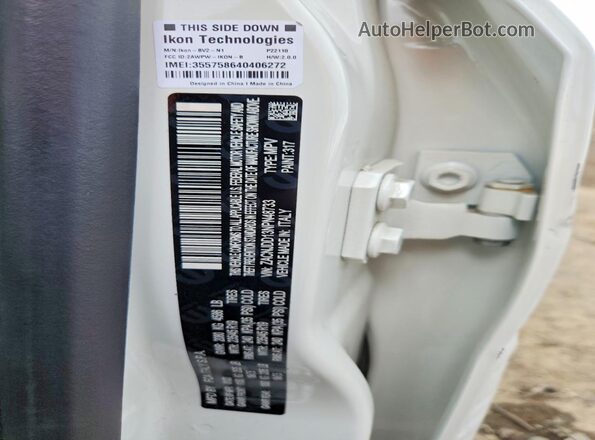 ZACNJDD13NPN48733 2022 JEEP RENEGADE White Вид наклейки з VIN-кодом