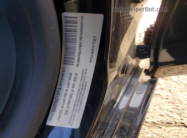 ZAM56YRAXJ1276076 2018 MASERATI QUATTROPOR Black Вид підкапотного простору