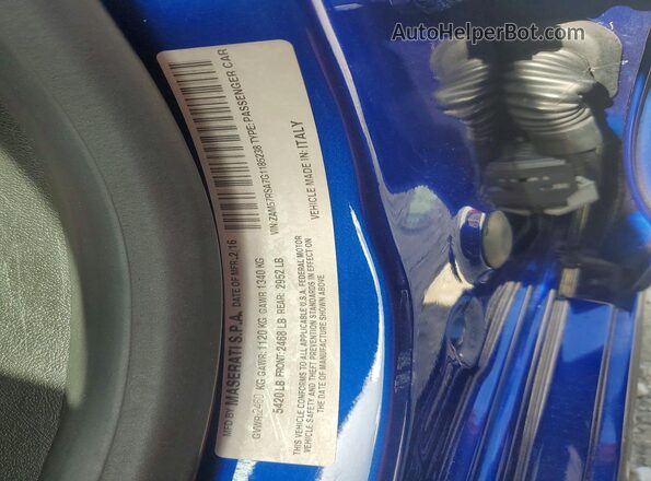 ZAM57RSA7G1185238 2016 MASERATI GHIBLI Blue Engine compartment view