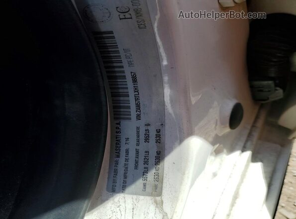 ZAM57RTLXH1198857 2017 MASERATI GHIBLI White Vista de la etiqueta del VIN