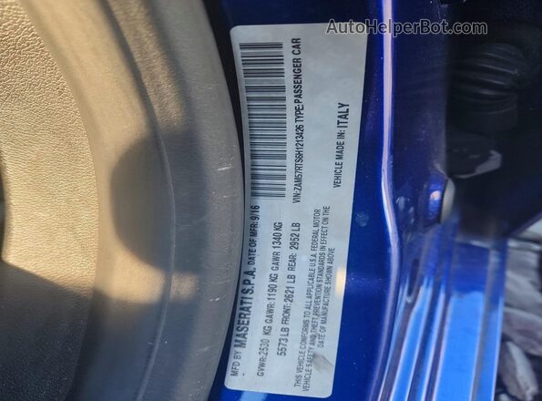 ZAM57RTS6H1213426 2017 MASERATI GHIBLI Blue VIN კოდის სტიკერის ხედი