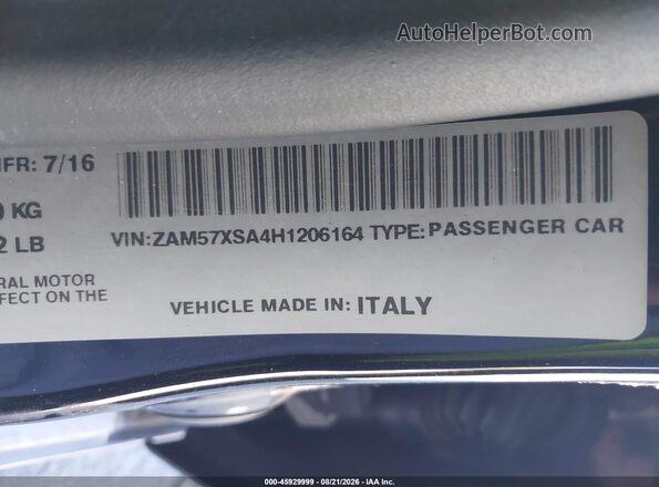 ZAM57XSA4H1206164 2017 MASERATI GHIBLI Black Vista del compartimento del motor