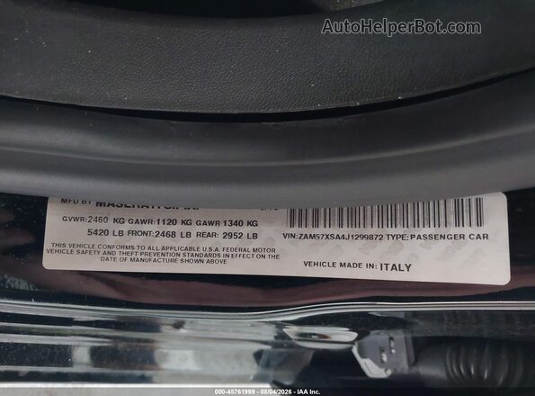 ZAM57XSA4J1299872 2018 MASERATI GHIBLI Black Widok komory silnika