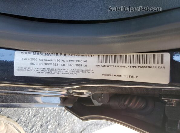 ZAM57YTA1J1269507 2018 MASERATI GHIBLI Black VIN sticker view
