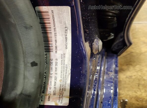 ZAM57YTAXK1313232 2019 MASERATI GHIBLI Blue Engine compartment view