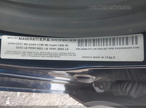 ZAM57YTL1K1322130 2019 MASERATI GHIBLI Blue Engine compartment view