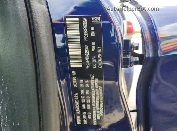ZARFAEBN9J7583552 2018 ALFA ROMEO GIULIA Blue VIN sticker view