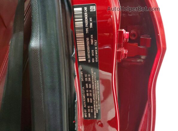 ZARFAEEN5H7550795 2017 ALFA ROMEO GIULIA Red Widok naklejki z numerem VIN