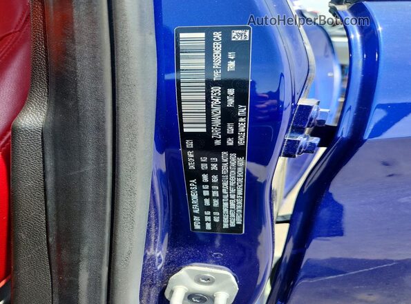 ZARFAMAN2M7647530 2021 ALFA ROMEO GIULIA Blue Вид наклейки з VIN-кодом
