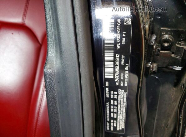 ZARFAMAN9L7635812 2020 ALFA ROMEO GIULIA Black Vista de la etiqueta del VIN
