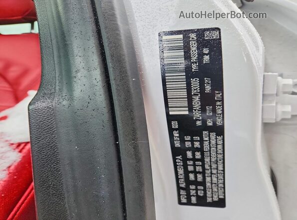 ZARFANBN4L7630005 2020 ALFA ROMEO GIULIA White ძრავის განყოფილების ხედი