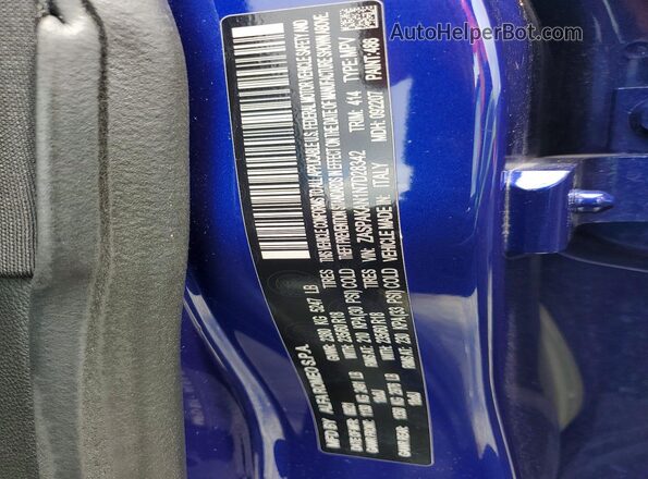 ZASPAKAN1N7D28342 2022 ALFA ROMEO STELVIO Blue Widok naklejki z numerem VIN