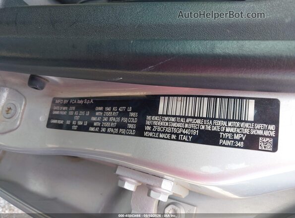 ZFBCFXBT6GP440191 2016 FIAT 500X Silver ძრავის განყოფილების ხედი