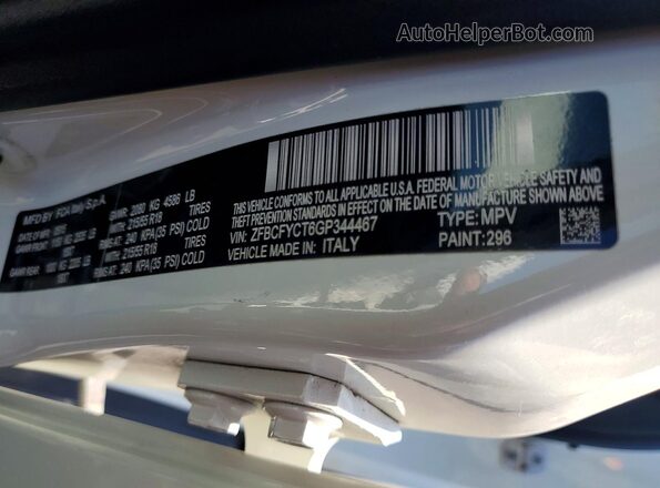 ZFBCFYCT6GP344467 2016 FIAT 500X White 