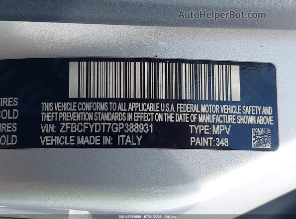 ZFBCFYDT7GP388931 2016 FIAT 500X Silver ძრავის განყოფილების ხედი