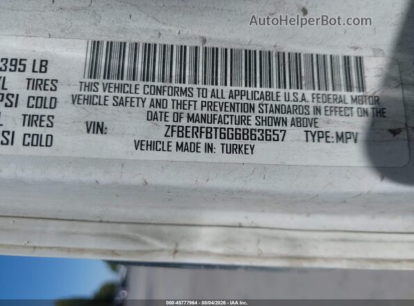 ZFBERFBT6G6B63657 2016 RAM PROMASTER CITY White Vista del compartimento del motor
