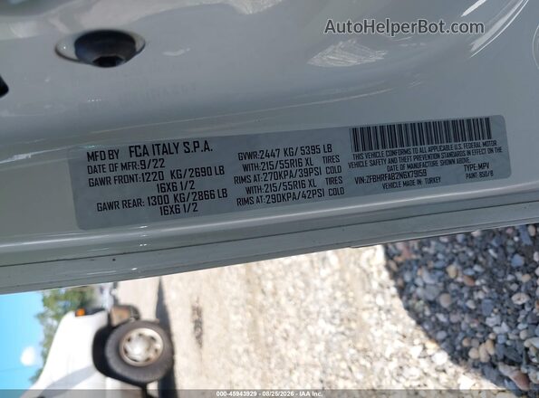ZFBHRFAB2N6X79159 2022 RAM PROMASTER CITY White Вид підкапотного простору
