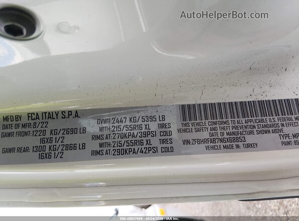 ZFBHRFAB7N6X68853 2022 RAM PROMASTER CITY Белый Вид подкапотного пространства
