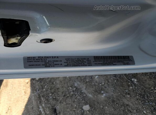 ZFBHRFAB8N6X56792 2022 RAM PROMASTER Белый Вид наклейки с VIN-кодом