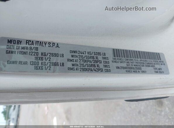 ZFBHRFBB1K6L95660 2019 RAM PROMASTER CITY Белый Вид подкапотного пространства
