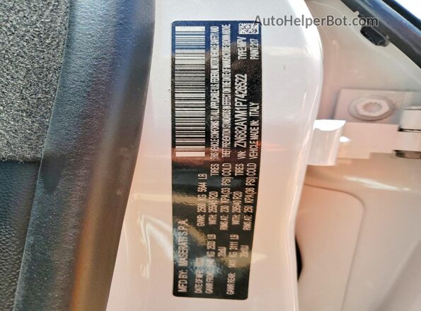 ZN682AVM1P7426522 2023 MASERATI GRECALE White Vista de la etiqueta del VIN