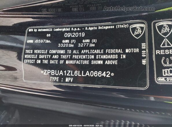 ZPBUA1ZL6LLA06642 2020 LAMBORGHINI URUS Черный Вид подкапотного пространства