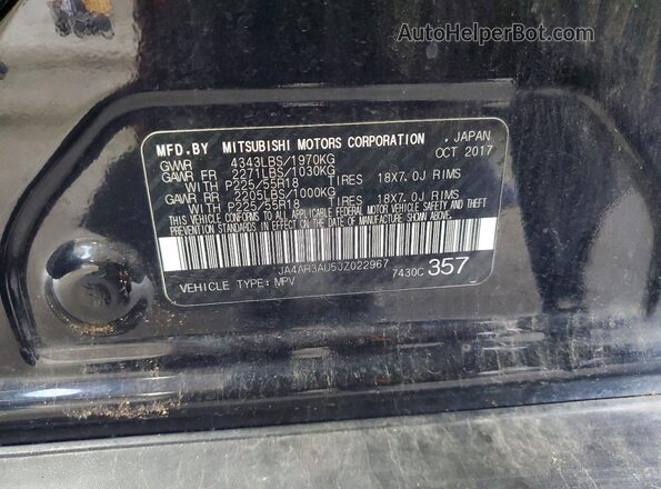 JA4AR3AU5JZ022967 2018 MITSUBISHI OUTLANDER Black 360 interior view
