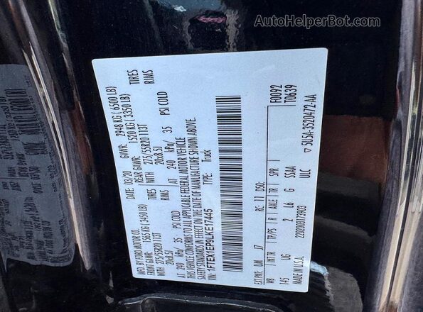 1FTEX1EP9LKE17445 2020 FORD F150 Black სალონის 360-გრადუსიანი ხედი