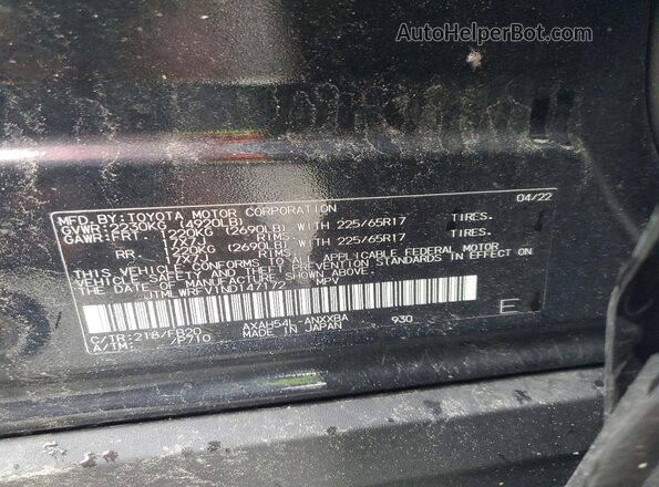 JTMLWRFV1ND147172 2022 TOYOTA RAV4 Black სალონის 360-გრადუსიანი ხედი