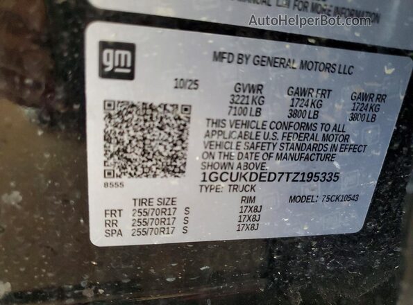 1GCUKDED7TZ195335 2026 CHEVROLET SILVERADO Черный Вид подкапотного пространства