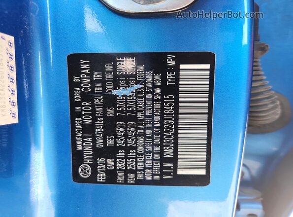 KM8J3CA22GU184515 2016 HYUNDAI TUCSON Blue 360 interior view
