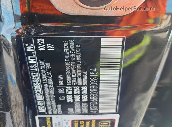 4JGFD6BB2RB098154 2024 MERCEDES-BENZ GLE Black Vista de la etiqueta del VIN