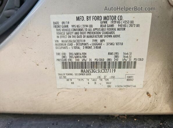 MAJ6S3GL5LC327119 2020 FORD ECOSPORT Silver 