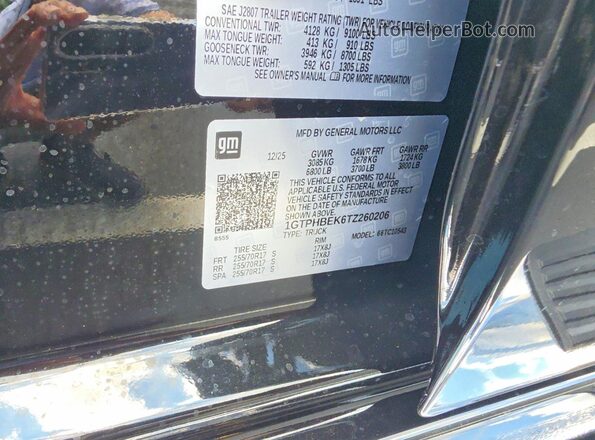 1GTPHBEK6TZ260206 2026 GMC SIERRA Черный Вид задней части салона
