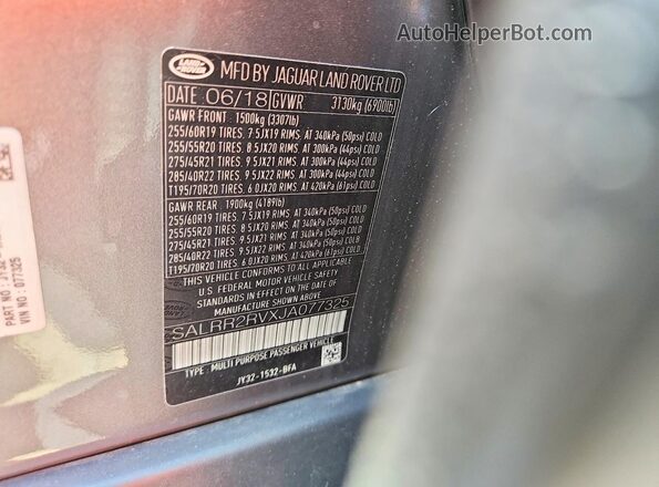 SALRR2RVXJA077325 2018 LAND ROVER DISCOVERY Gray 360 interior view