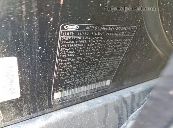 SALWR2FV9HA176185 2017 LAND ROVER RANGE Black VIN sticker view