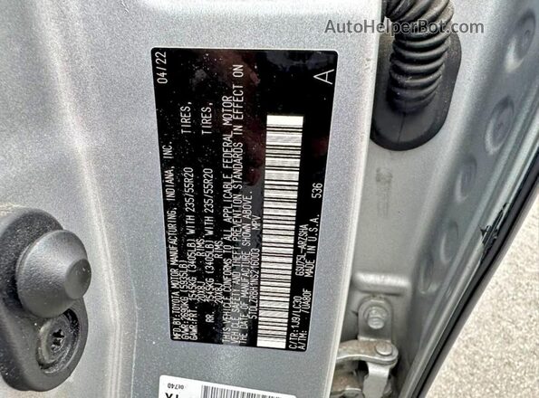 5TDLZRBH1NS216003 2022 TOYOTA HIGHLANDER Gray Widok wnętrza z tyłu