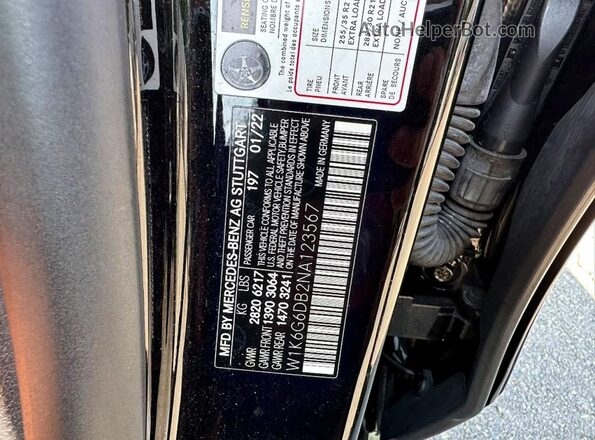 W1K6G6DB2NA123567 2022 MERCEDES-BENZ S Unknown - Not Ok For Inv. Rear interior view