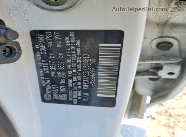 KMHCT4AE2HU344810 2017 HYUNDAI ACCENT White Widok naklejki z numerem VIN