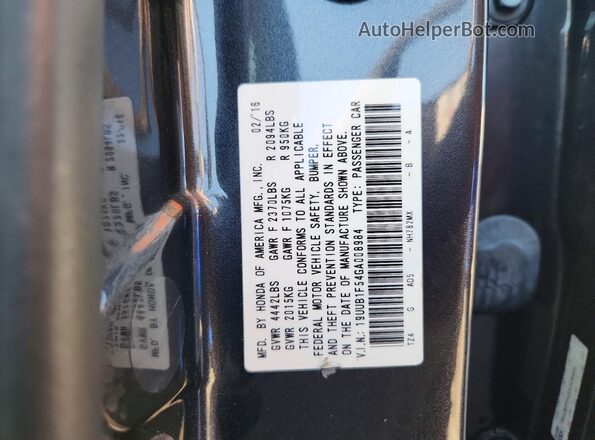 19UUB1F54GA008984 2016 ACURA TLX Gray Vista del compartimento del motor