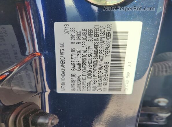 19UUB1F55KA002698 2019 ACURA TLX Black Widok naklejki z numerem VIN