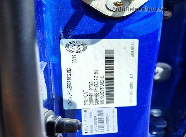 19UUB3F67LA800190 2020 ACURA TLX Blue Вид підкапотного простору