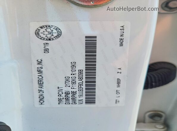 19UUB3F80LA800968 2020 ACURA TLX Белый Вид подкапотного пространства
