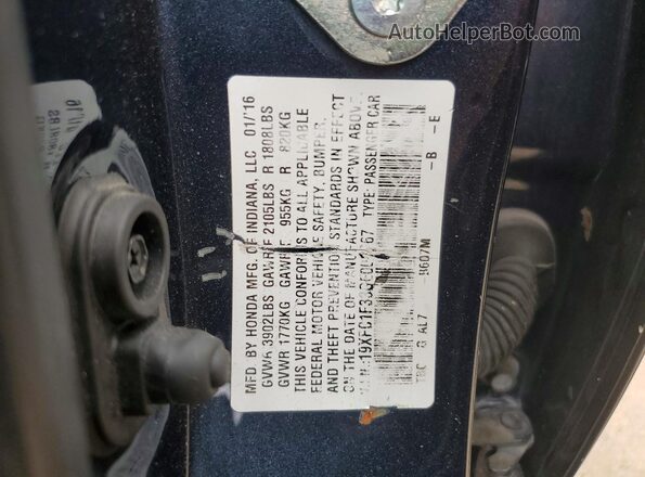 19XFC1F33GE008667 2016 HONDA CIVIC Blue Вид підкапотного простору