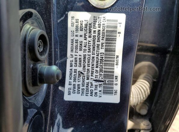 19XFC1F38GE208413 2016 HONDA CIVIC Blue Vista del compartimento del motor