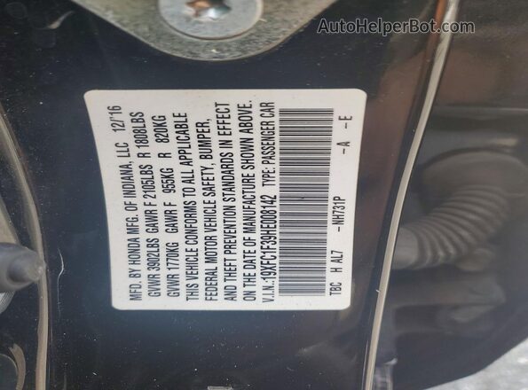 19XFC1F39HE008142 2017 HONDA CIVIC Black VIN sticker view