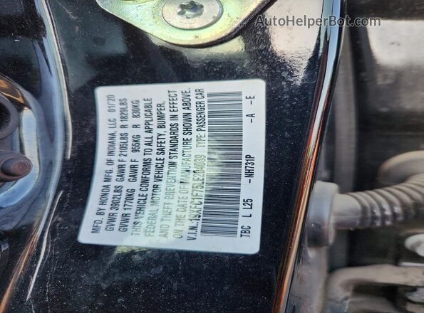 19XFC1F75LE204039 2020 HONDA CIVIC Black Vista de la etiqueta del VIN