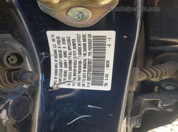 19XFC2F50GE070017 2016 HONDA CIVIC Blue Вид підкапотного простору